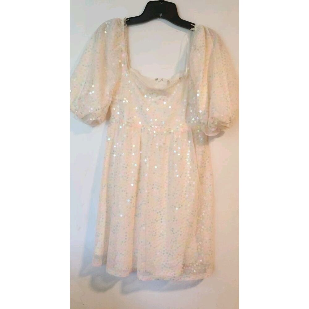 Altr’d State Shasta Sequin Square Neck Floral Babydoll Dress Size XS MSRP $90